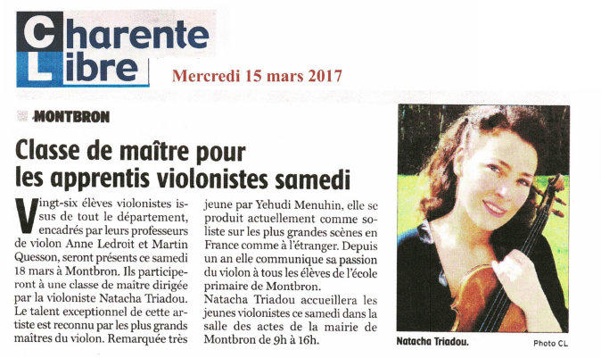 photo natacha triadou classe de maitre violoniste masterclass la charente libre 