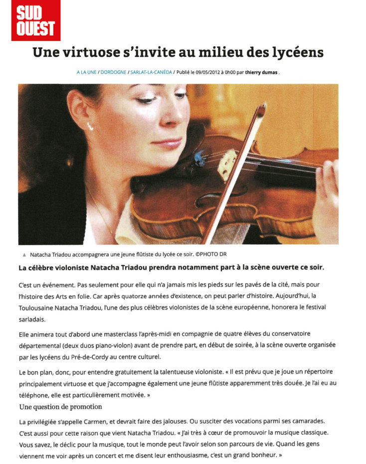 natacha triadou sud ouest une virtuose s invite au milieu des lyceens