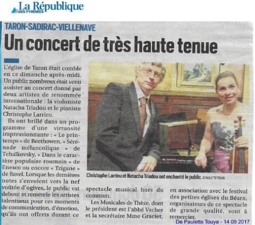 natacha triadou christophe larrieu un concert de tres haute tenue la republique des pyrenees 